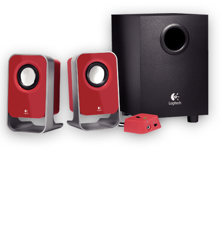 LS21 2.1 Stereo Speaker System (Red) - Dented Box