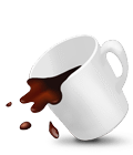 Tilted coffee cup
