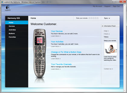 logitech harmony 650 remote software download