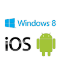 Windows, iOS, and Android icons