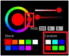 Roda de seleção de cores e cor personalizada