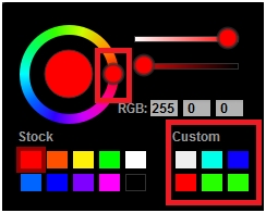 Roue de sélection de couleurs et couleurs personnalisées