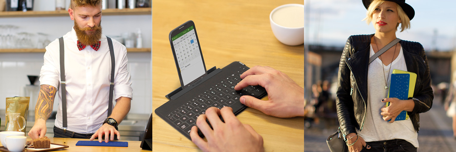 Keys-to-Go in use at coffee shop, on a table, and girl carrying it.