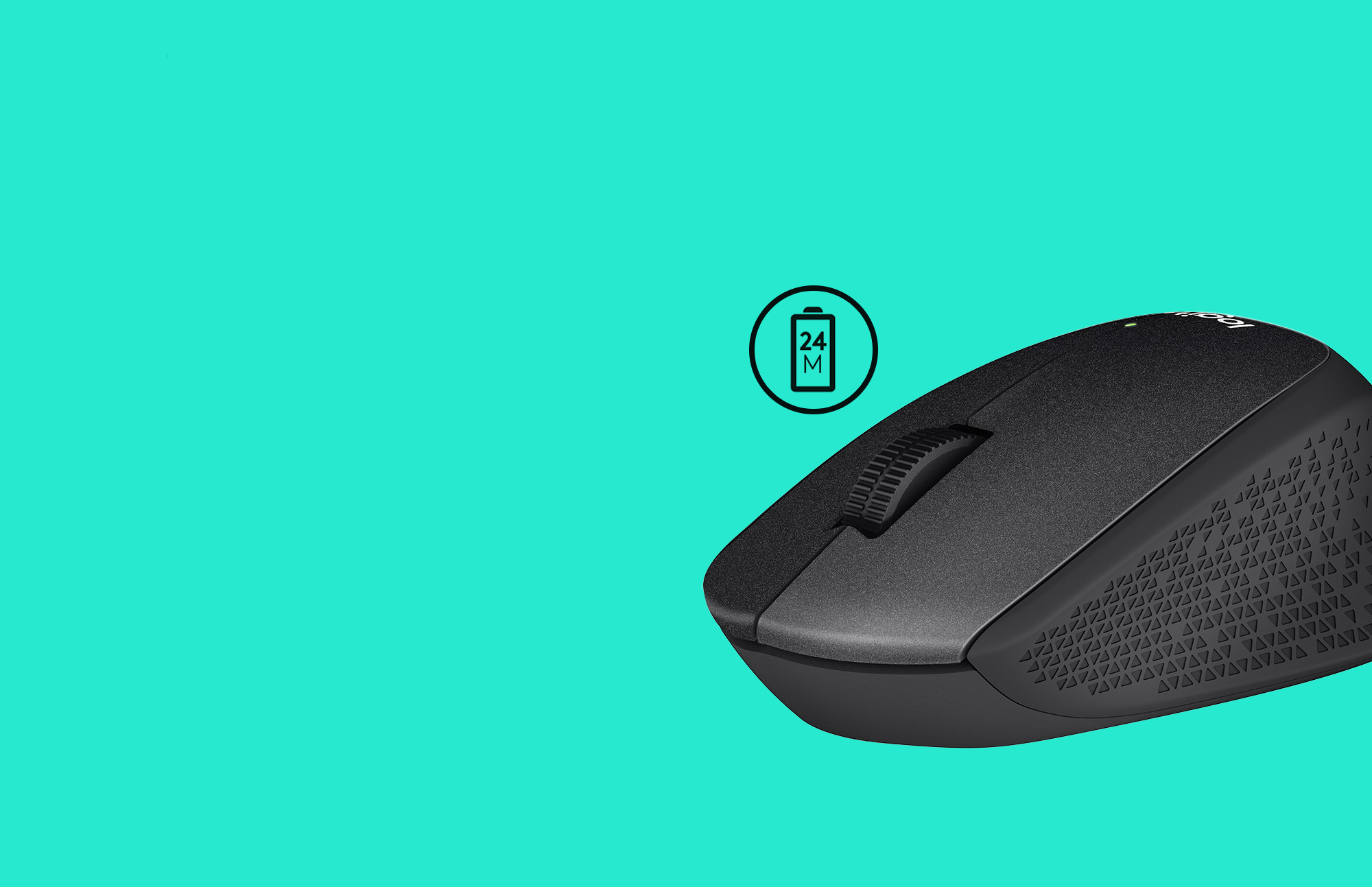 M330 mouse with teal back ground