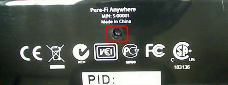 Pure-Fi Anywhere reset button