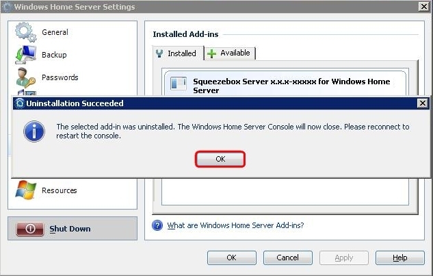 SqueezeboxServer_HomeServer_Settings_UninstallSuccessful.jpg