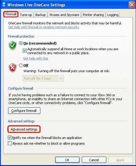 OneCare_FirewallTabAdvSettings.jpg