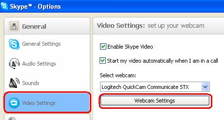Skype webcamsettings button