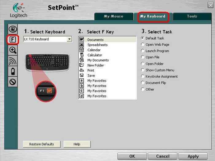 F keys tab