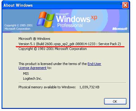 windows XP version