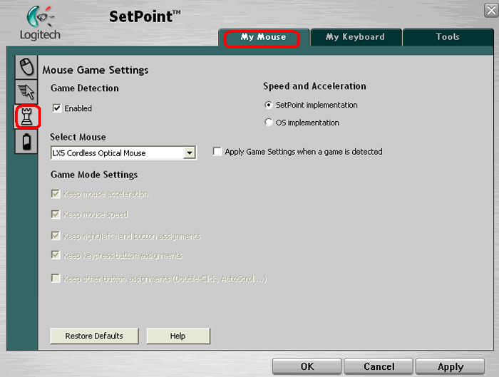 games tab