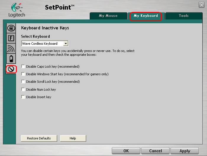 inactive Key tab
