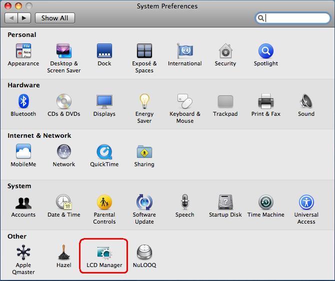 sys prefs lcd manager