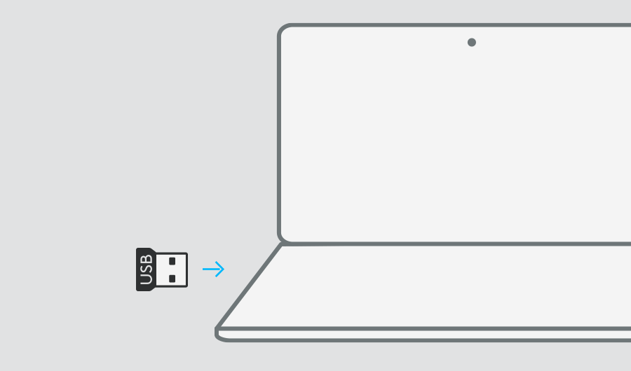 เสียบตัวรับสัญญาณไร้สายเข้ากับพอร์ต USB คอมพิวเตอร์ของคุณ