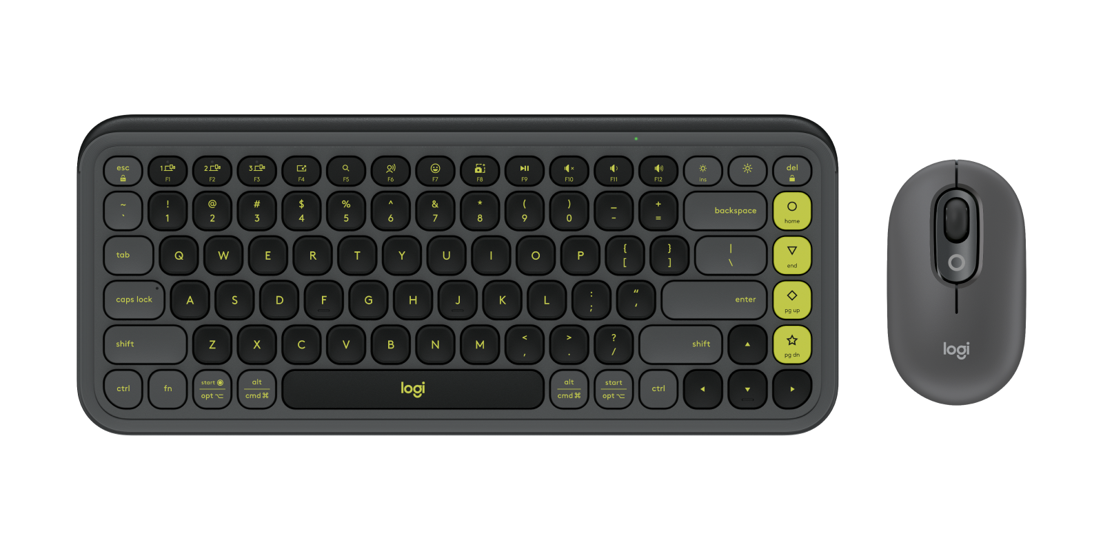 Logitech Pop Icon Keyboard Mouse Combo in Graphite \u0026 Green, image size:1600x800