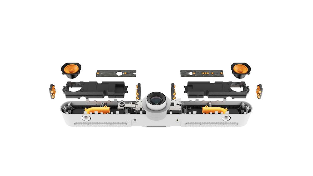 Exploded view of meetup video conferencing equipment