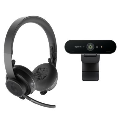 Image de produit du casque Logitech Zone Wireless et de la webcam Brio