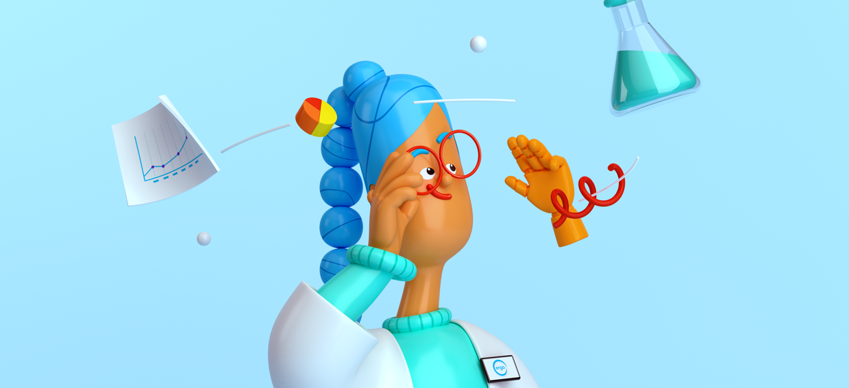 Illustration of person with objects circling head