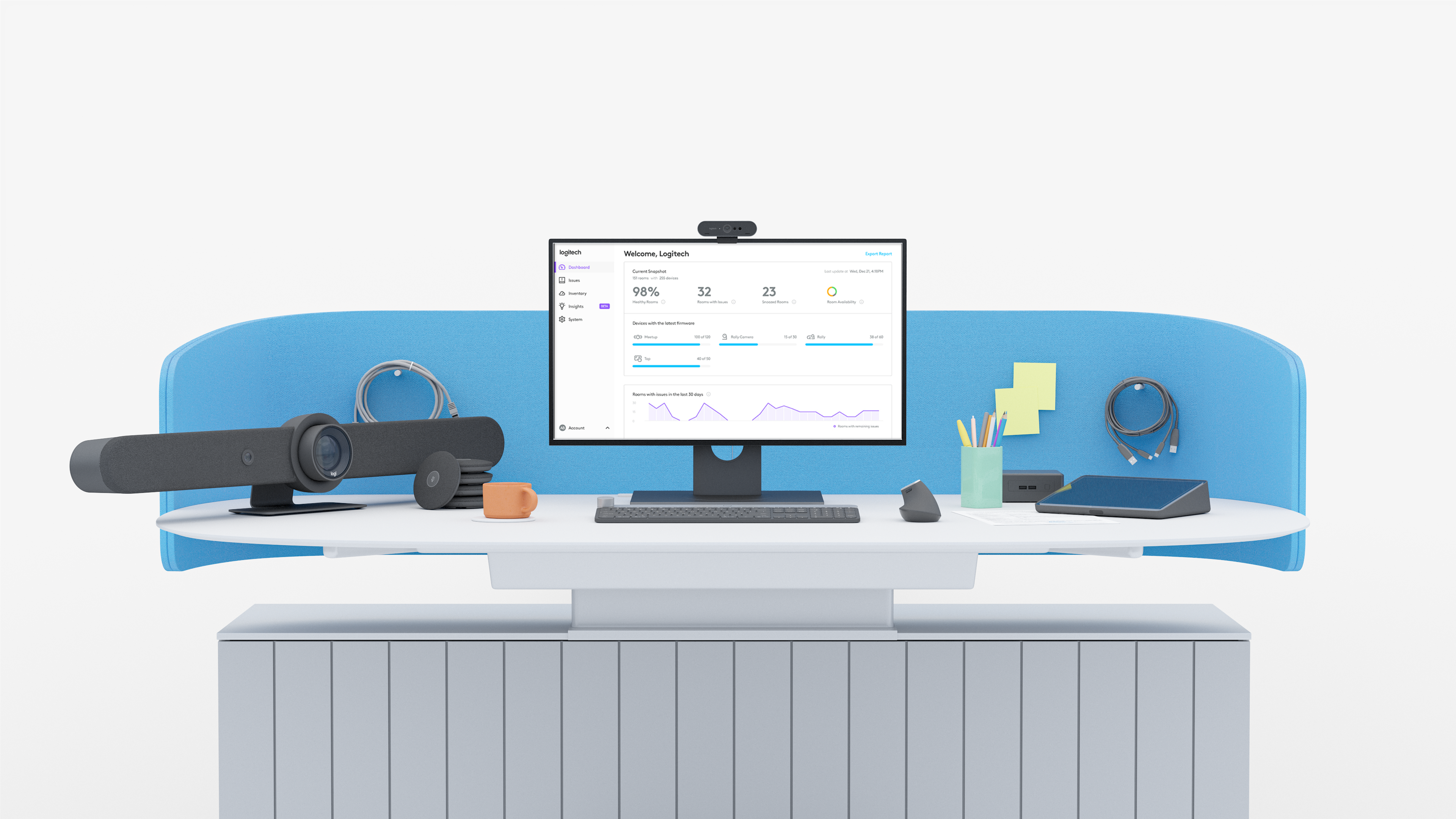 Illustration of Logitech Sync on a desktop computer screen
