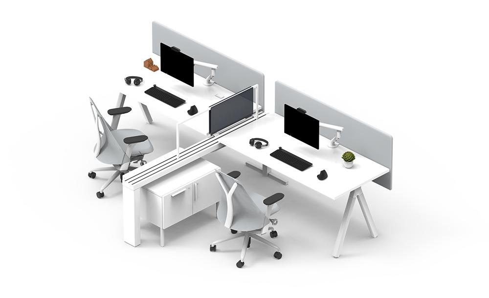 Illustration of desktop conference room setup