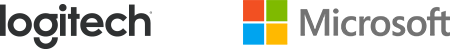Logos von Logitech und Microsoft