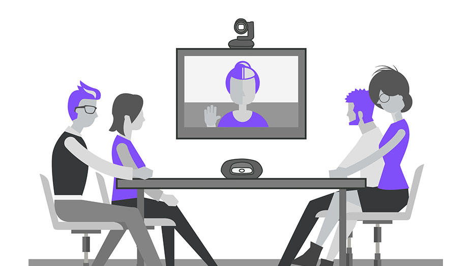 People in a meeting via video conference