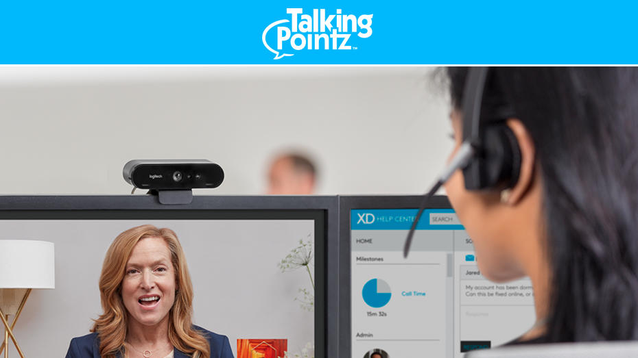 People on a video conference meeting using the logitech Brio camera system