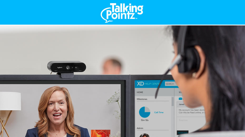 People on a video conference meeting using the logitech Brio camera system