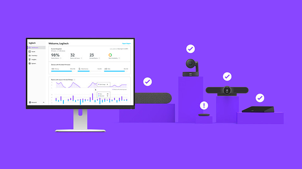 Videokonferenzkameras mit Logitech Sync-Dashboard