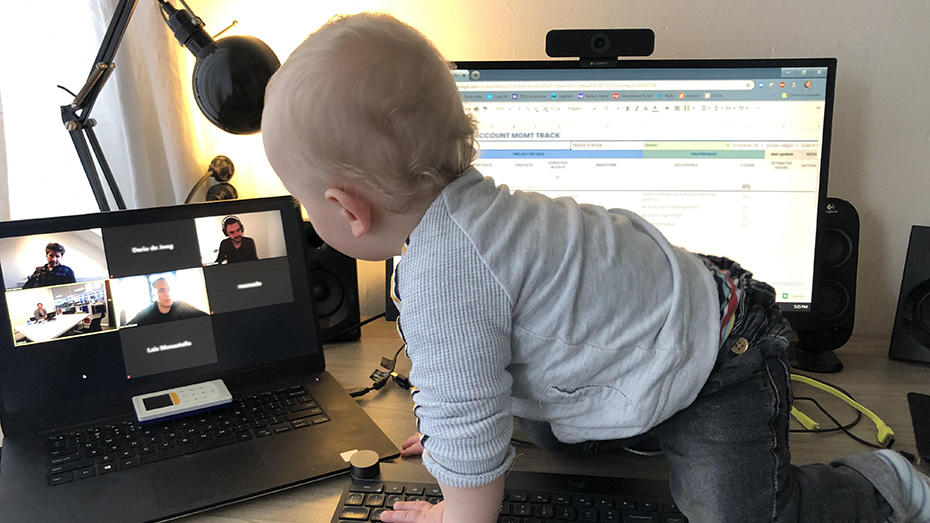 toddler on videoconference call
