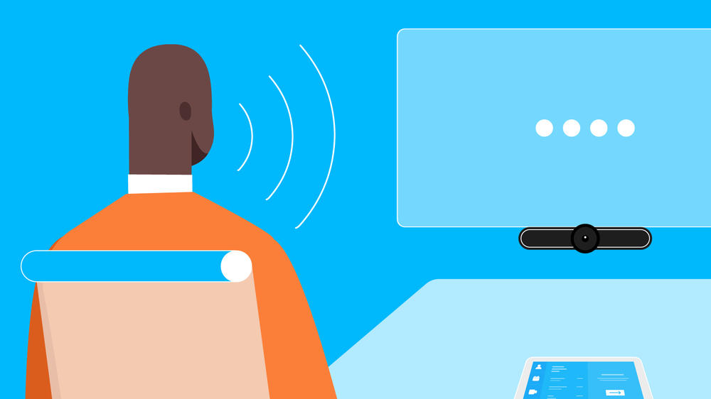 Graphic of voice control for video meetings
