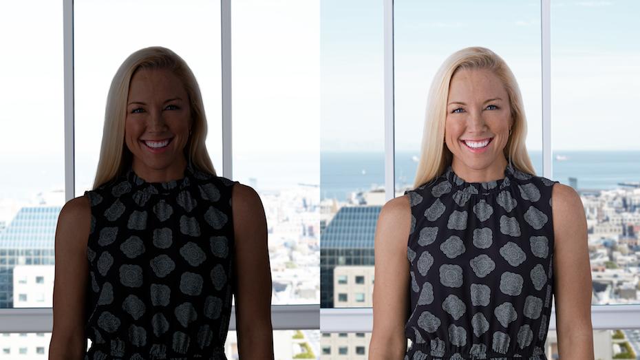 photograph of woman showing light difference in videoconference